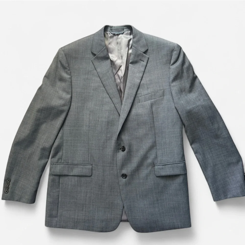 Lauren Ralph Lauren Men's 46L Gray Wool‎ Blend Blazer Classic Two Button Jacket